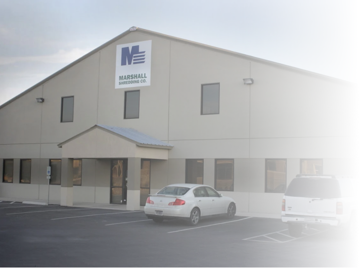 Marshall Shredding facility where customers drop off documents for walk-in shredding
