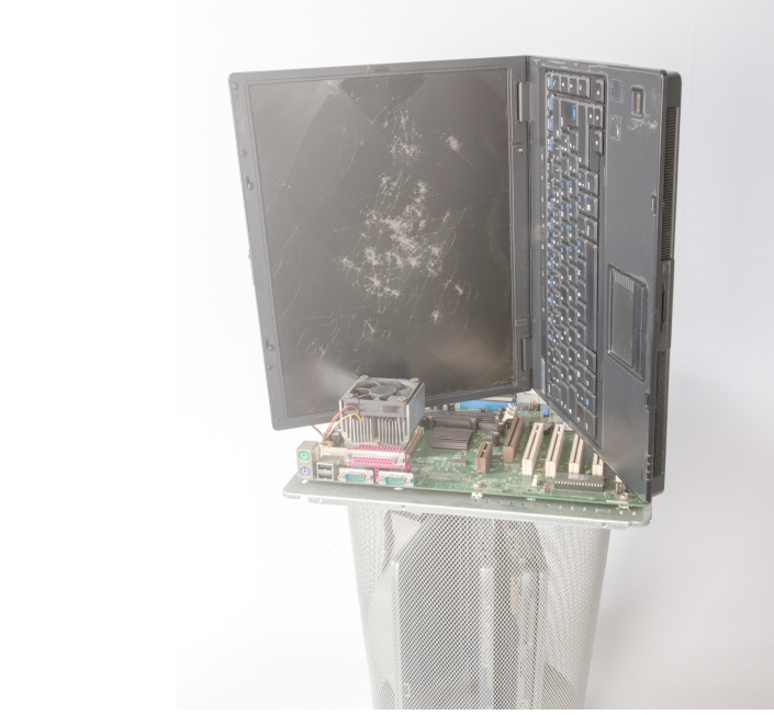 Hard drives and electronic media staged for secure destruction