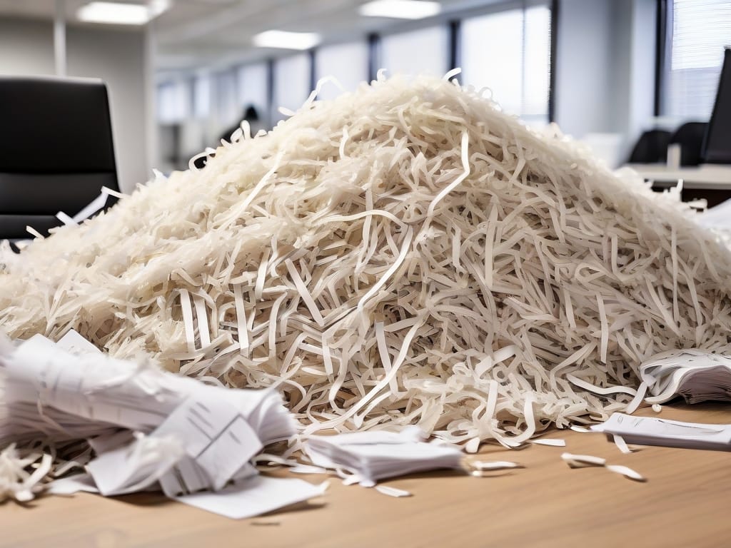 a pile of shredded files