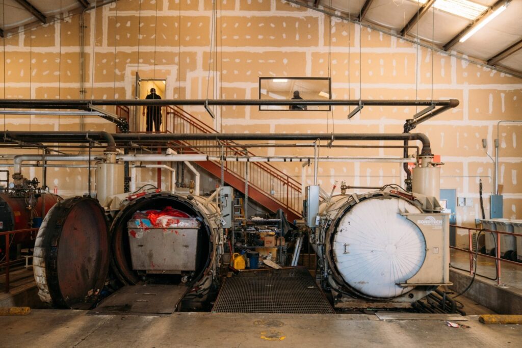 Industrial equipment in a manufacturing facility.