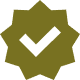Gold badge with black check mark emblem